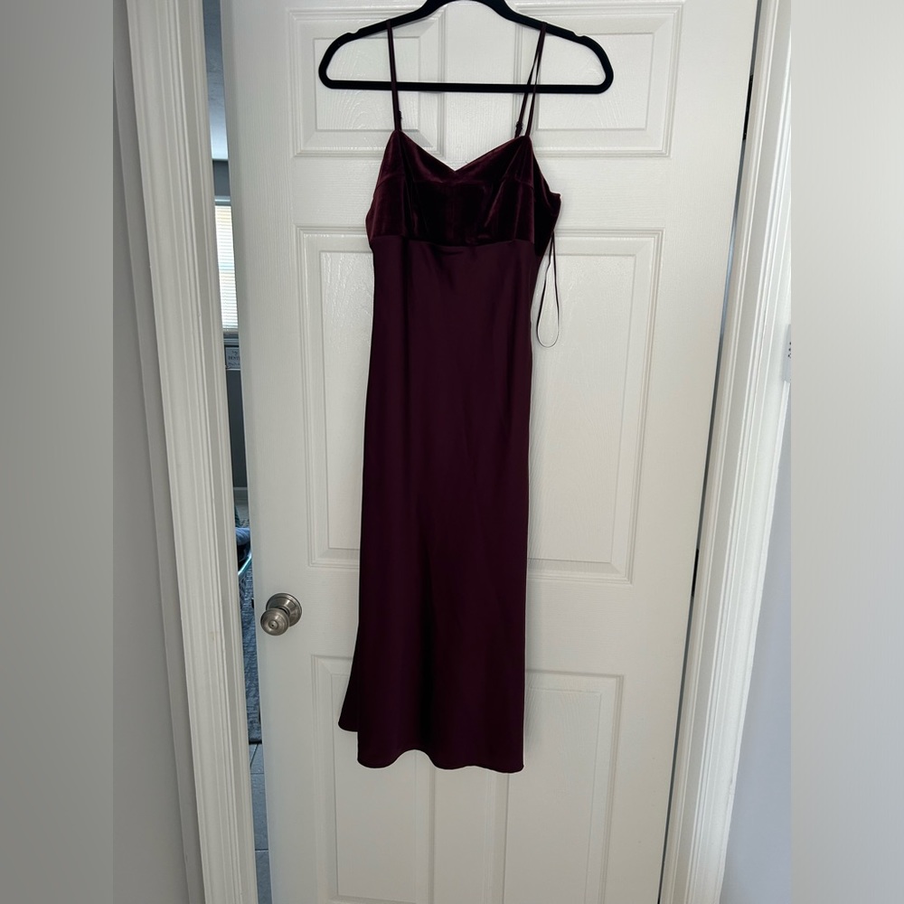 Express Maroon Velvet Top Dress